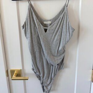 Lush Grey Draped Bodysuit